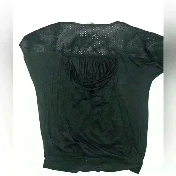 REGINA KRAVITZ Sz L Open Back Short Sleeve Crew Neck Minimalist Monochrome - Picture 2 of 5